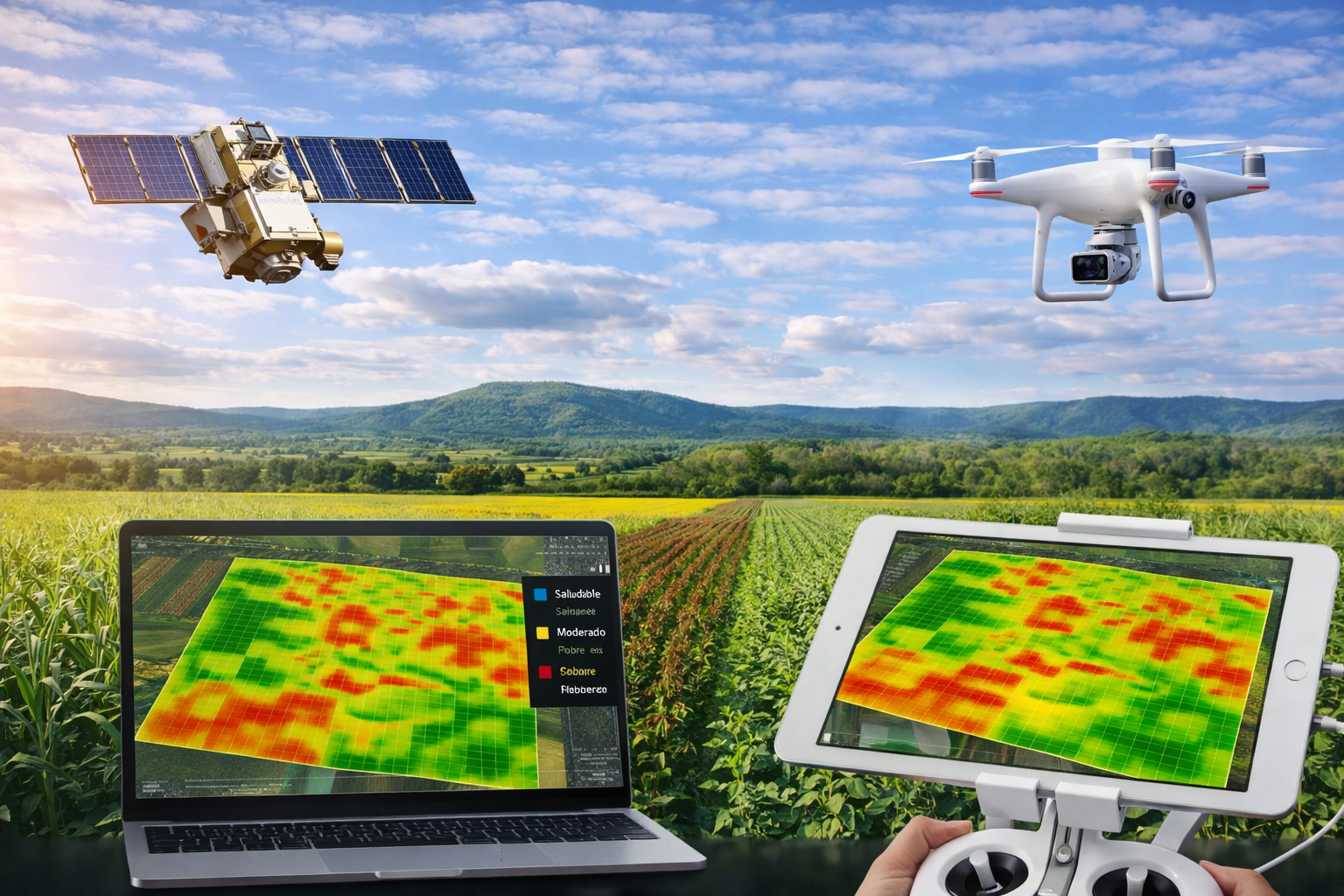 Agricultura de precisión con imágenes satelitales y drones